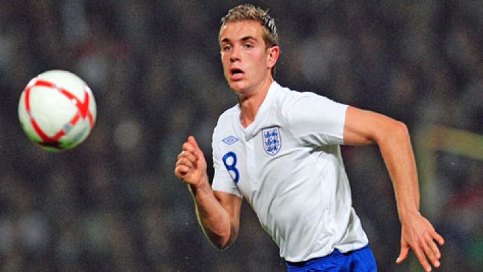 Henderson in action for England U21s.