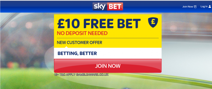 £10 Free Bet No Deposit Needed - Sky Bet Offer